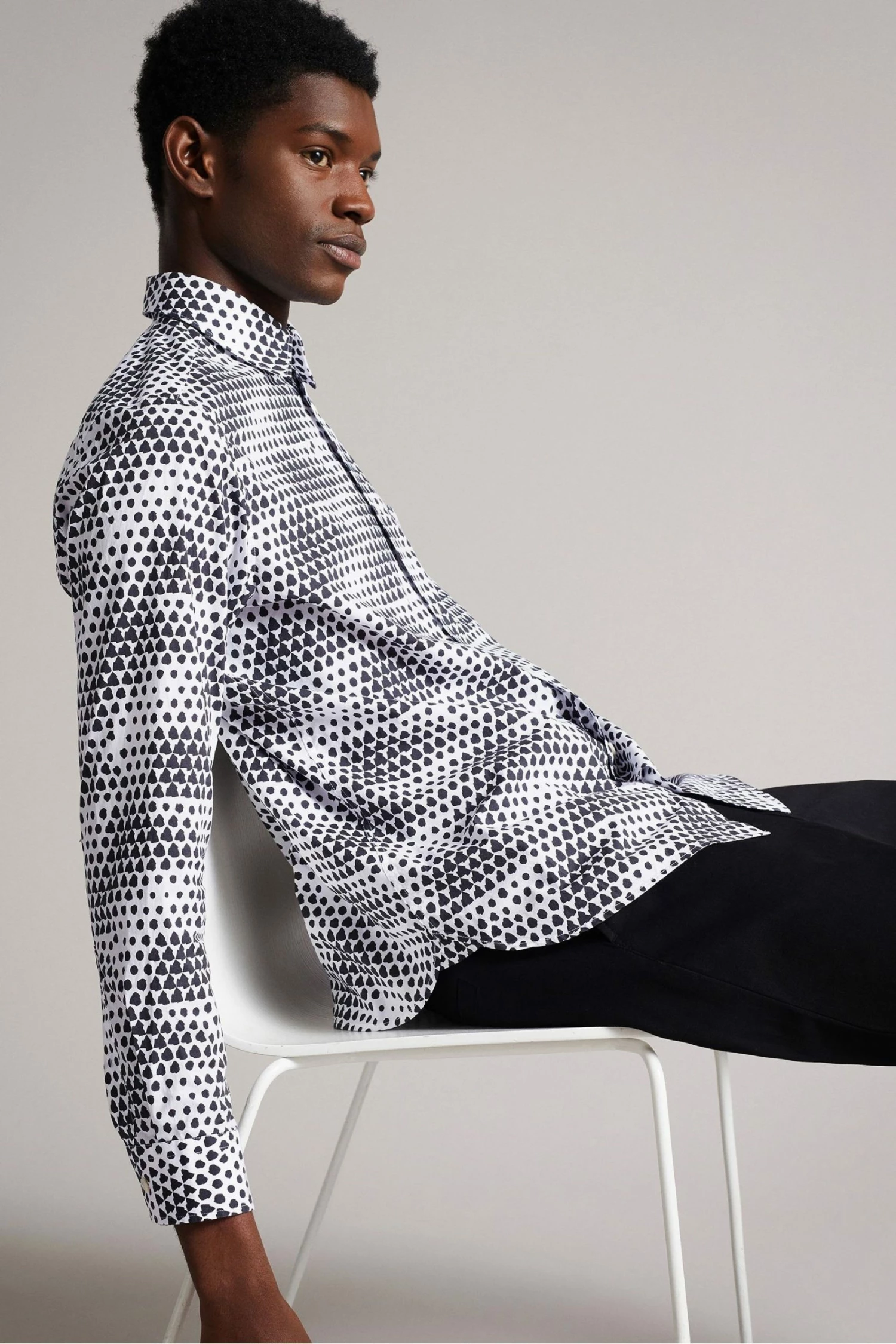 Ted Baker White Hundon Long Sleeve Geo Tile Print Shirt 4 Ted Baker White Hundon Long Sleeve Geo Tile Print Shirt - Image 2