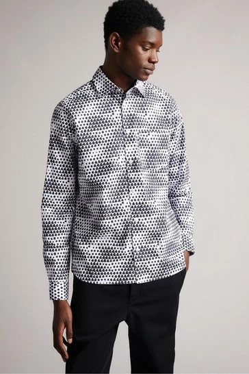 Ted Baker White Hundon Long Sleeve Geo Tile Print Shirt 8 Ted Baker White Hundon Long Sleeve Geo Tile Print Shirt - Image 6
