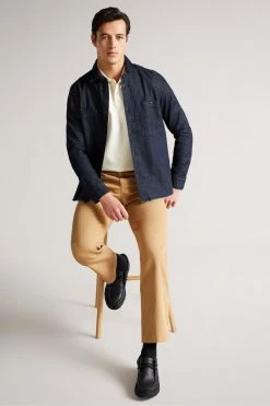 Ted Baker Enfield Dark Blue Long Sleeved Denim Overshirt -TED BAKER Sales Store unnamed file 1409