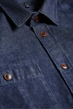 Ted Baker Enfield Dark Blue Long Sleeved Denim Overshirt -TED BAKER Sales Store unnamed file 1411