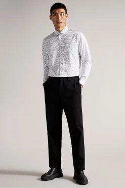 Ted Baker Grey Retrow Long Sleeve Multi Scale Geo Print Shirt -TED BAKER Sales Store unnamed file 1421