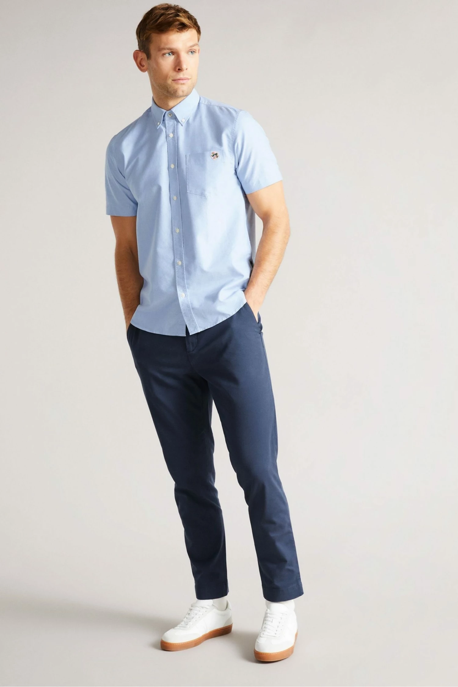 Ted Baker Capsho Blue Short Sleeve Oxford Shirt 5 Ted Baker Capsho Blue Short Sleeve Oxford Shirt - Image 3