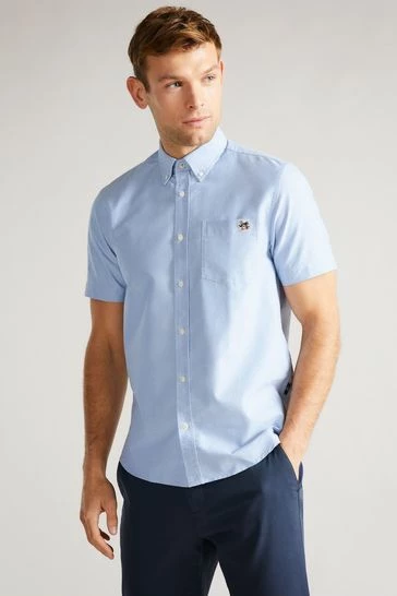 Ted Baker Capsho Blue Short Sleeve Oxford Shirt 8 Ted Baker Capsho Blue Short Sleeve Oxford Shirt - Image 6