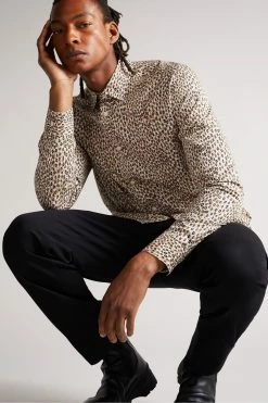 Ted Baker Dunston Brown Long Sleeve Retro Dot Shirt -TED BAKER Sales Store unnamed file 1441