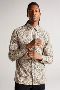 Ted Baker Dunston Brown Long Sleeve Retro Dot Shirt -TED BAKER Sales Store unnamed file 1444