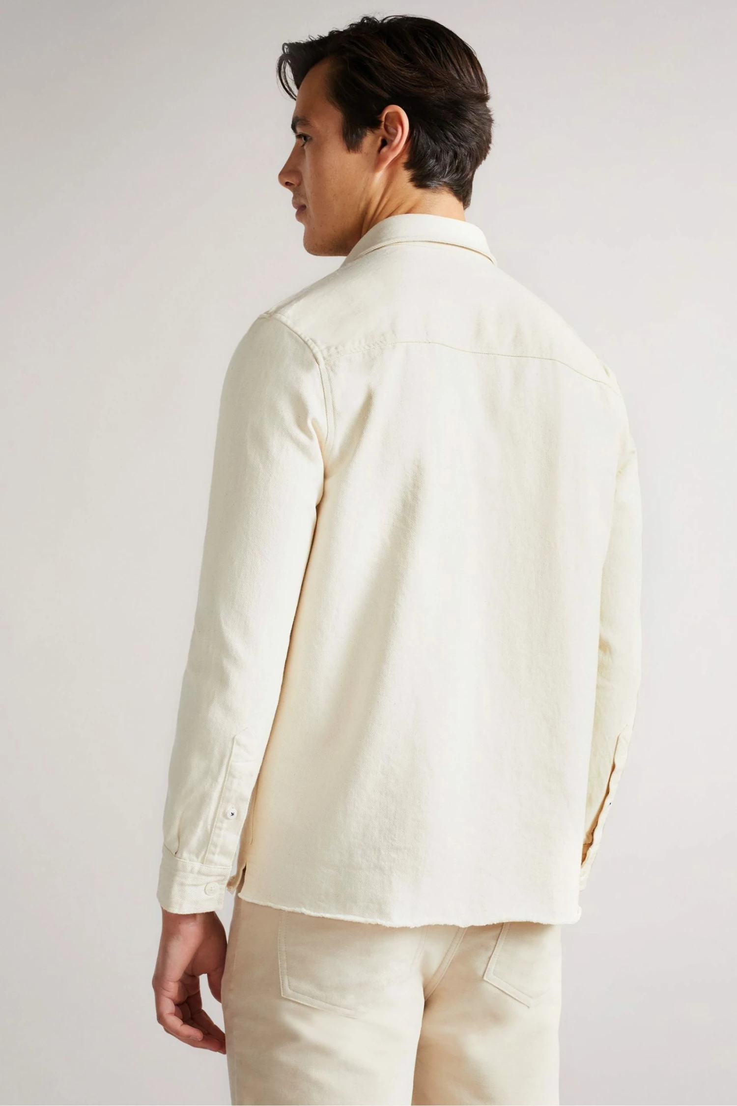Ted Baker Enfield Ecru White Long Sleeved Denim Overshirt 4 Ted Baker Enfield Ecru White Long Sleeved Denim Overshirt - Image 2