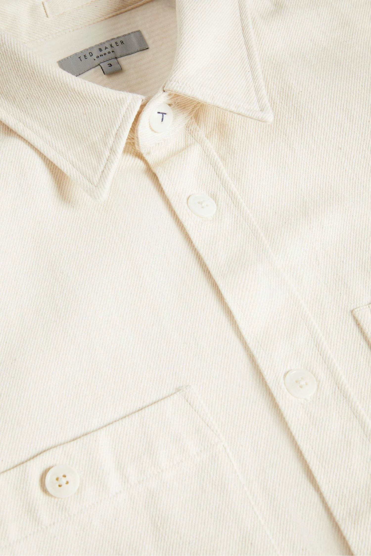 Ted Baker Enfield Ecru White Long Sleeved Denim Overshirt 7 Ted Baker Enfield Ecru White Long Sleeved Denim Overshirt - Image 5