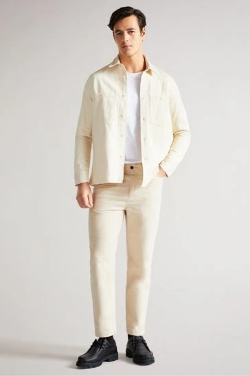 Ted Baker Enfield Ecru White Long Sleeved Denim Overshirt 8 Ted Baker Enfield Ecru White Long Sleeved Denim Overshirt - Image 6