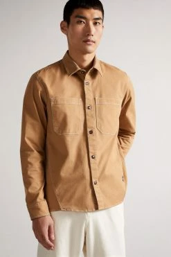 Ted Baker Leytun Tan Long Sleeve Twill Shacket