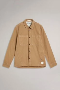 Ted Baker Leytun Tan Long Sleeve Twill Shacket -TED BAKER Sales Store unnamed file 1464