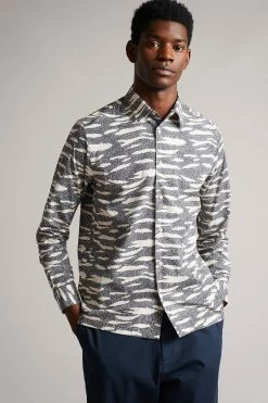 Ted Baker Annex Grey Long Sleeve Zebra Print Shirt