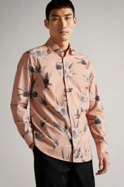Ted Baker Pink Oldford Long Sleeve Thistle Print Shirt