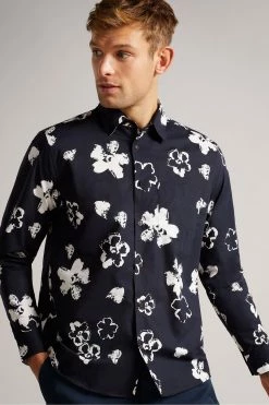 Ted Baker Navy Sevlo Long Sleeve Floral Print Shirt -TED BAKER Sales Store unnamed file 1489