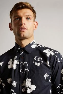 Ted Baker Navy Sevlo Long Sleeve Floral Print Shirt -TED BAKER Sales Store unnamed file 1490