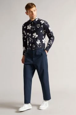 Ted Baker Navy Sevlo Long Sleeve Floral Print Shirt -TED BAKER Sales Store unnamed file 1492