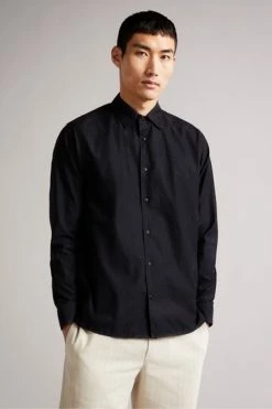 Ted Baker Black Onested Long Sleeve Floral Jacquard Shirt -TED BAKER Sales Store unnamed file 1499