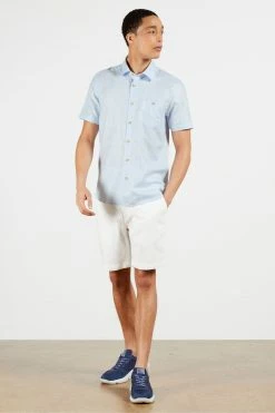 Ted Baker Blue Civiche Plain Linen Blend Shirt -TED BAKER Sales Store unnamed file 1501