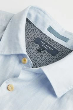Ted Baker Blue Civiche Plain Linen Blend Shirt -TED BAKER Sales Store unnamed file 1503