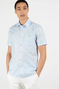Ted Baker Blue Civiche Plain Linen Blend Shirt -TED BAKER Sales Store unnamed file 1504
