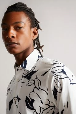 Ted Baker Ashlo White Long Sleeve Floral Outline Printed Shirt -TED BAKER Sales Store unnamed file 1509