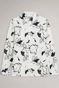 Ted Baker Ashlo White Long Sleeve Floral Outline Printed Shirt -TED BAKER Sales Store unnamed file 1510
