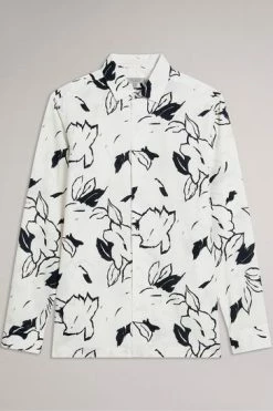 Ted Baker Ashlo White Long Sleeve Floral Outline Printed Shirt -TED BAKER Sales Store unnamed file 1513