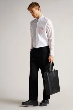 Ted Baker Natural Foster Long Sleeve Colourblock Oxford Shirt -TED BAKER Sales Store unnamed file 1516