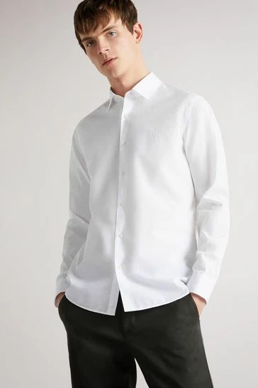Ted Baker Men White Sonikk Long Sleeve Tonal Poplin Shirt 8 Ted Baker Men White Sonikk Long Sleeve Tonal Poplin Shirt - Image 6