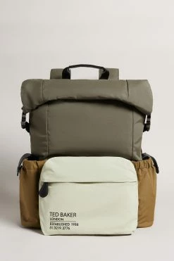 Ted Baker Fredd Khaki Green Colourblock Backpack