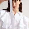 Ted Baker Sarelia White Exaggerated Frill Cotton Shirt -TED BAKER Sales Store unnamed file 1533