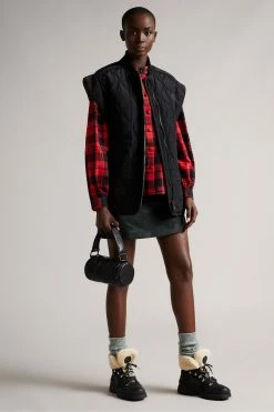 Ted Baker Black Check Flannel Shirt With Knife Pleat -TED BAKER Sales Store unnamed file 1545