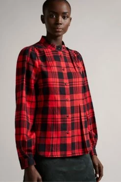 Ted Baker Black Check Flannel Shirt With Knife Pleat -TED BAKER Sales Store unnamed file 1548