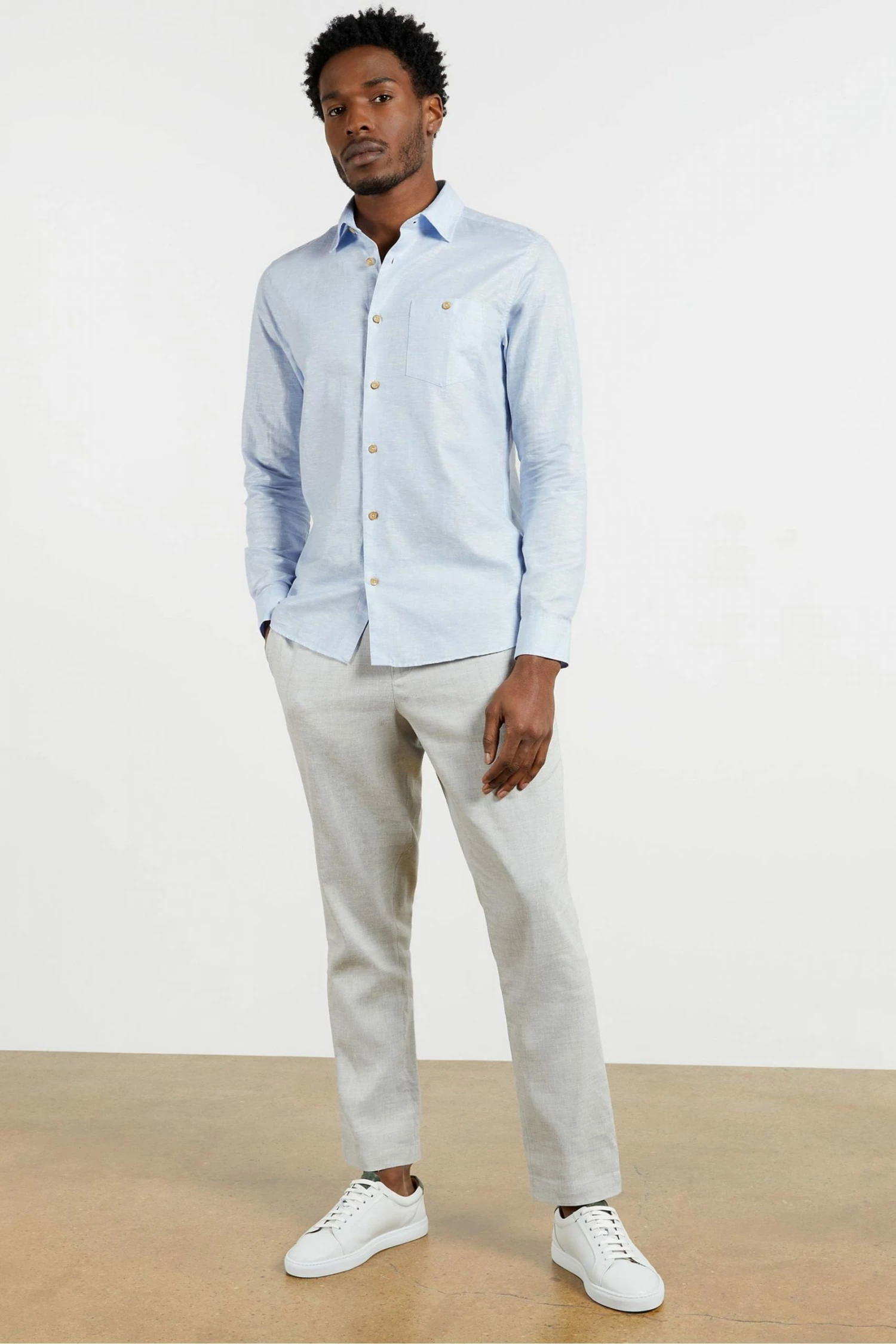 Ted Baker Blue Sauss Linen Blend Shirt 4 Ted Baker Blue Sauss Linen Blend Shirt - Image 2