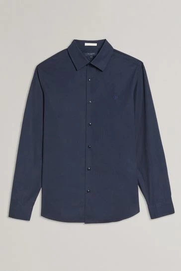 Ted Baker Blue Sonikk Long Sleeve Tonal Poplin Shirt 10 Ted Baker Blue Sonikk Long Sleeve Tonal Poplin Shirt - Image 8