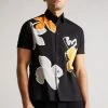 Ted Baker Olympik Black Floral Placement Print Short Sleeve Shirt -TED BAKER Sales Store unnamed file 1566