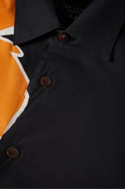 Ted Baker Olympik Black Floral Placement Print Short Sleeve Shirt -TED BAKER Sales Store unnamed file 1570