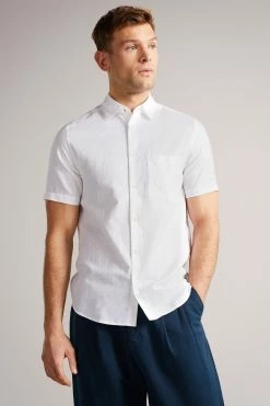 Ted Baker Addle White Short Sleeve Linen Shirt