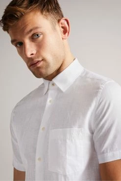 Ted Baker Addle White Short Sleeve Linen Shirt -TED BAKER Sales Store unnamed file 1585