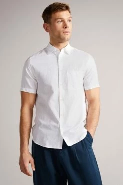 Ted Baker Addle White Short Sleeve Linen Shirt -TED BAKER Sales Store unnamed file 1587
