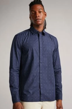 Ted Baker Loroll Navy Blue Clean Dobby Shirt