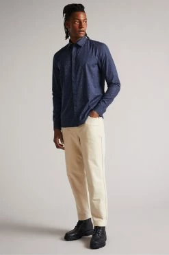 Ted Baker Loroll Navy Blue Clean Dobby Shirt -TED BAKER Sales Store unnamed file 1590