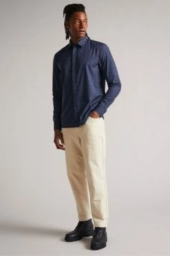 Ted Baker Loroll Navy Blue Clean Dobby Shirt -TED BAKER Sales Store unnamed file 1592