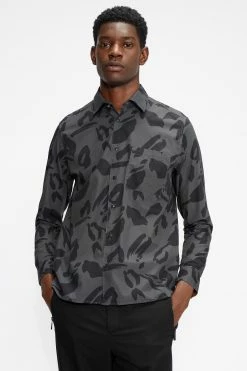 Ted Baker Grey Animal Print Karpass Long Sleeve Shirt