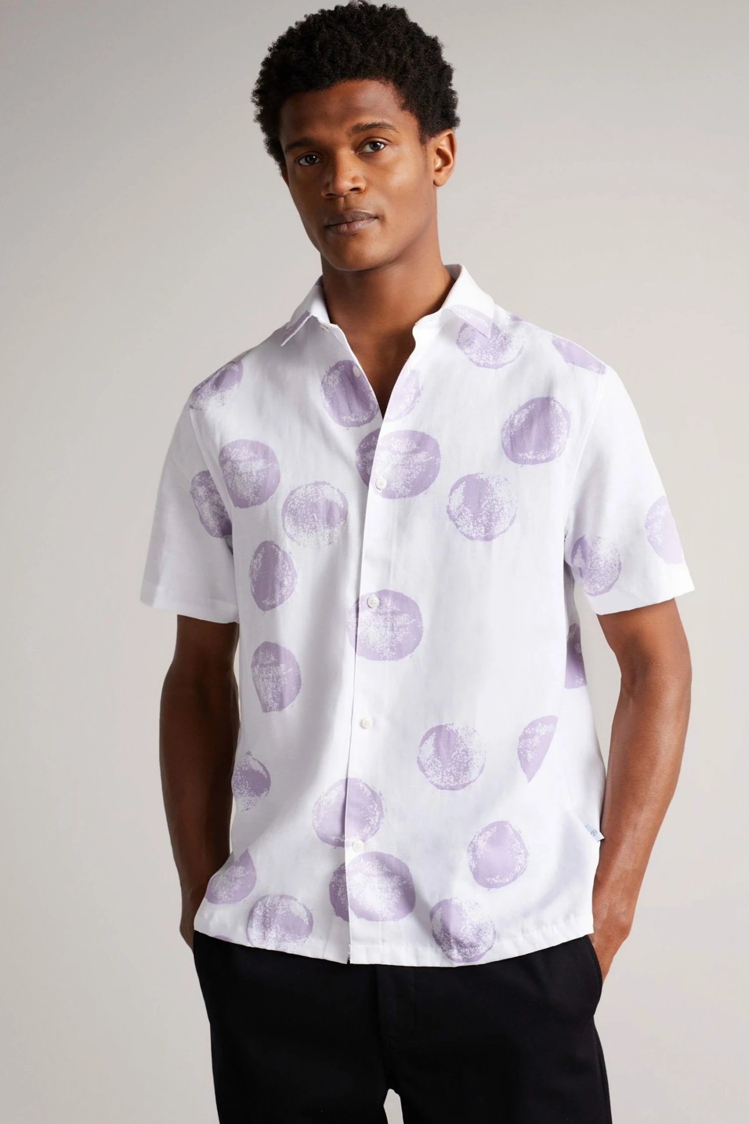 Ted Baker Gophir White Short Sleeve Sponge Spot Print Shirt 3 Ted Baker Gophir White Short Sleeve Sponge Spot Print Shirt