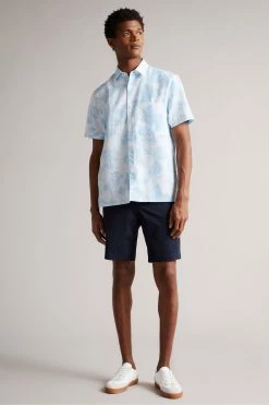 Ted Baker Telfrd Lt-Blue Ss Floral Printed Shirt -TED BAKER Sales Store unnamed file 1656