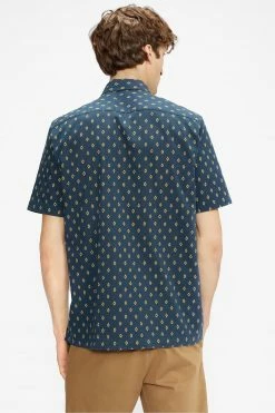 Ted Baker Blue Ginton Short Sleeve Diamond Geo Print Shirt -TED BAKER Sales Store unnamed file 1661