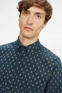 Ted Baker Blue Ginton Short Sleeve Diamond Geo Print Shirt -TED BAKER Sales Store unnamed file 1663