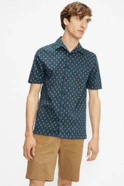 Ted Baker Blue Ginton Short Sleeve Diamond Geo Print Shirt -TED BAKER Sales Store unnamed file 1665