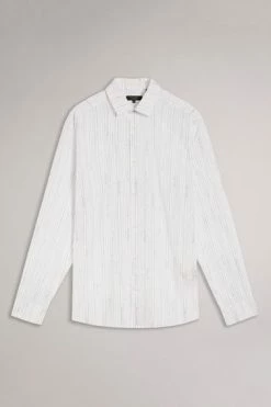 Ted Baker White Hadlo Long Sleeve Pencil Drawn Stripe Shirt -TED BAKER Sales Store unnamed file 1672