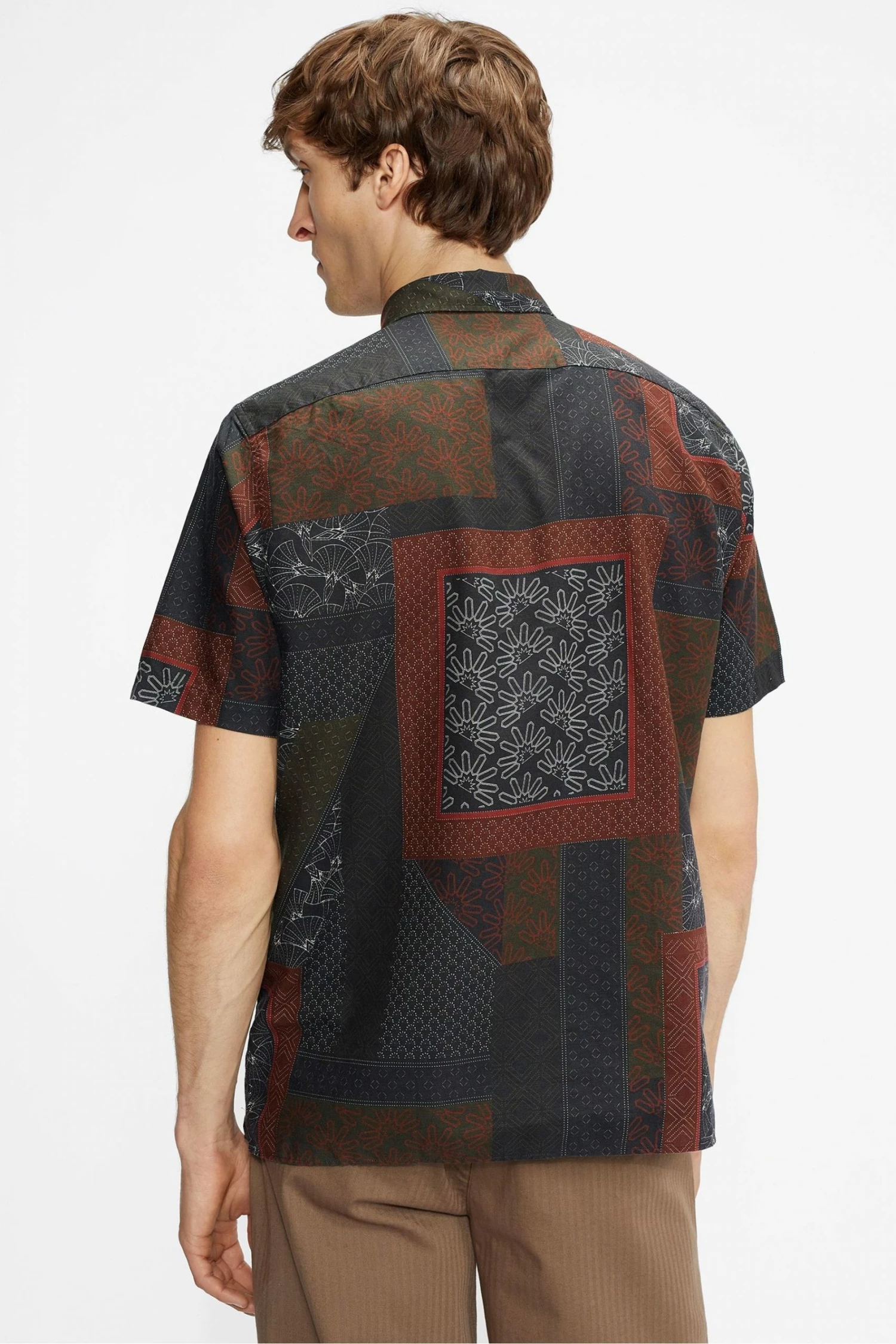 Ted Baker Red Relax Short Sleeve Patchwork Print Shirt 4 Ted Baker Red Relax Short Sleeve Patchwork Print Shirt - Image 2